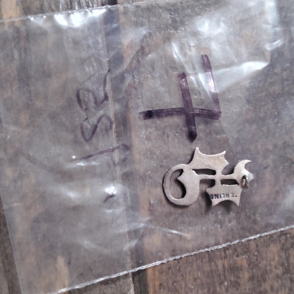 Vintage Old English Gothic Letter H Initial Charm Pendant Sterling Silver 925
